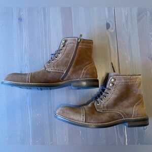 Nordstrom Men's Brown Suede Cap Toe Zippered Boots - Size 12